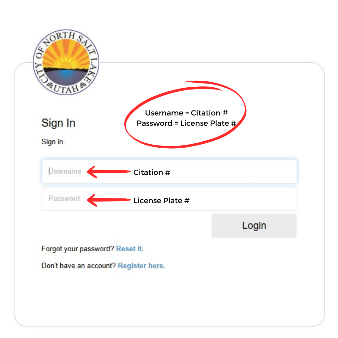 Cityinspect Sign in page website pay parking violation
